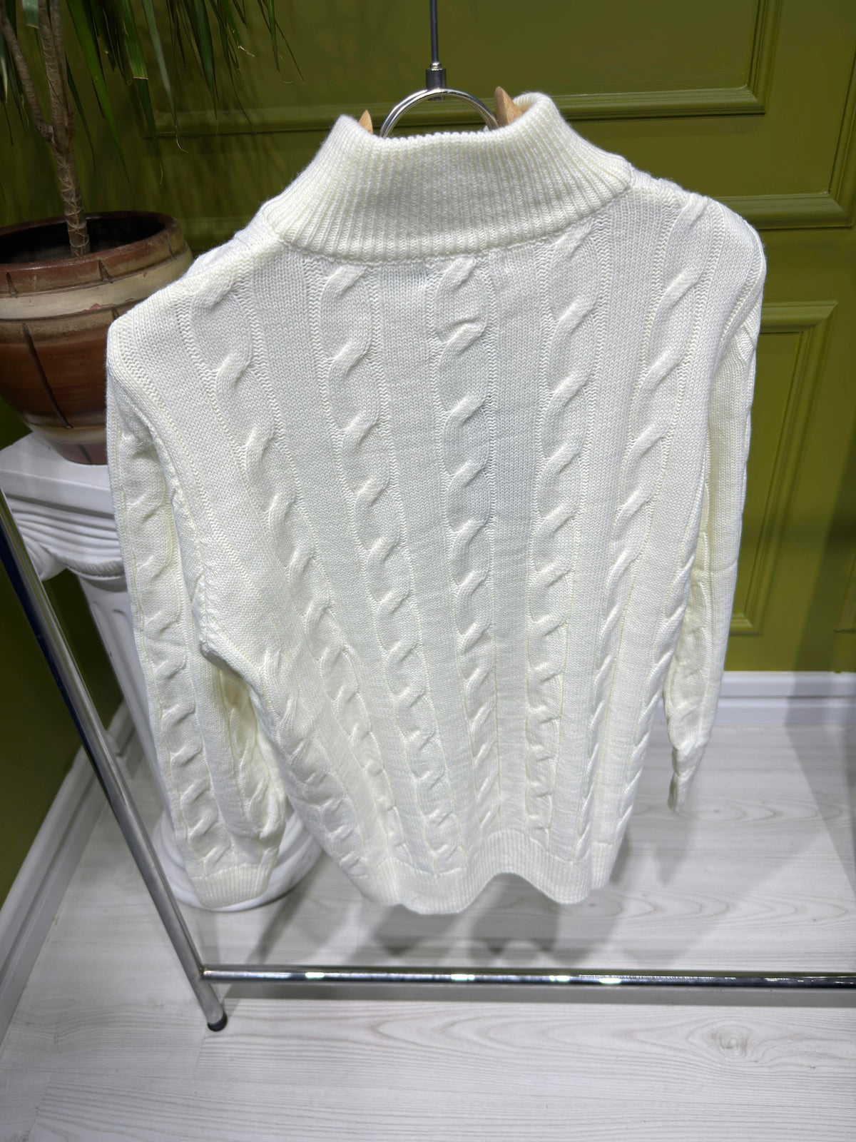 Polo Ralph Lauren Cream Cable-Knit Quarter-Zip For Men