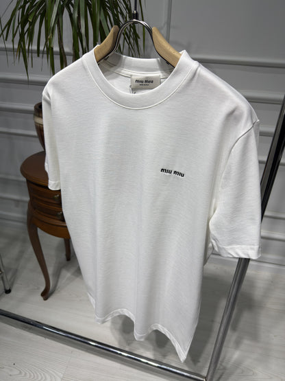 Miumiu Embroidered Logo White Tshirt For Men