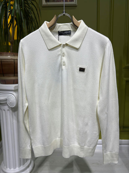 D&G Cream Knitted Polo For Men