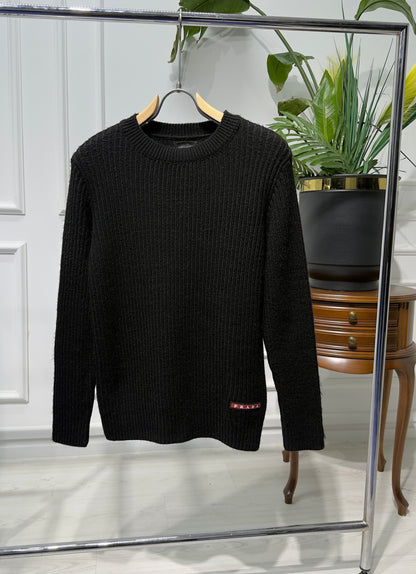 Black Wool Pullover for Men