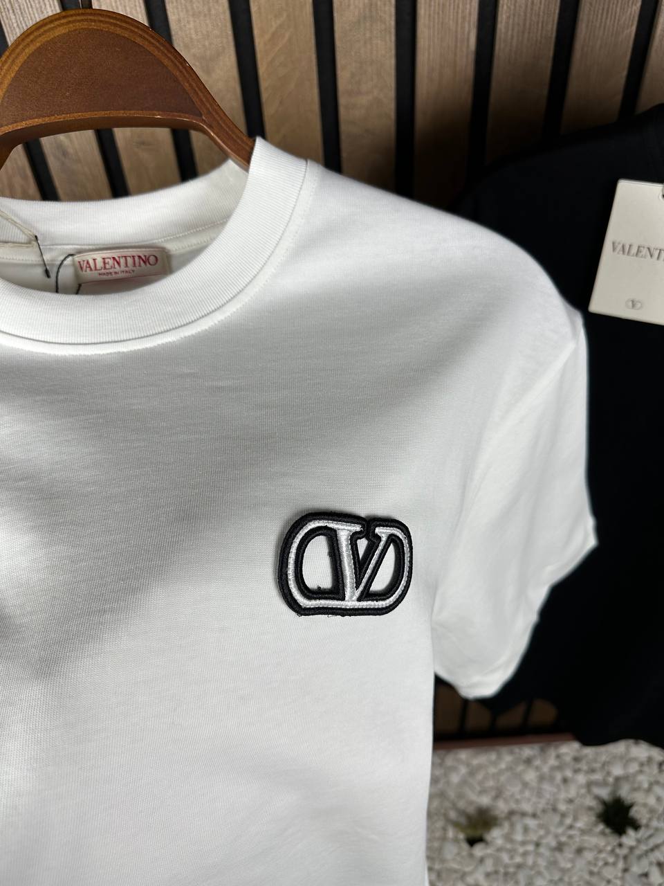 Valentino Embroidered Logo White Tshirt For Men