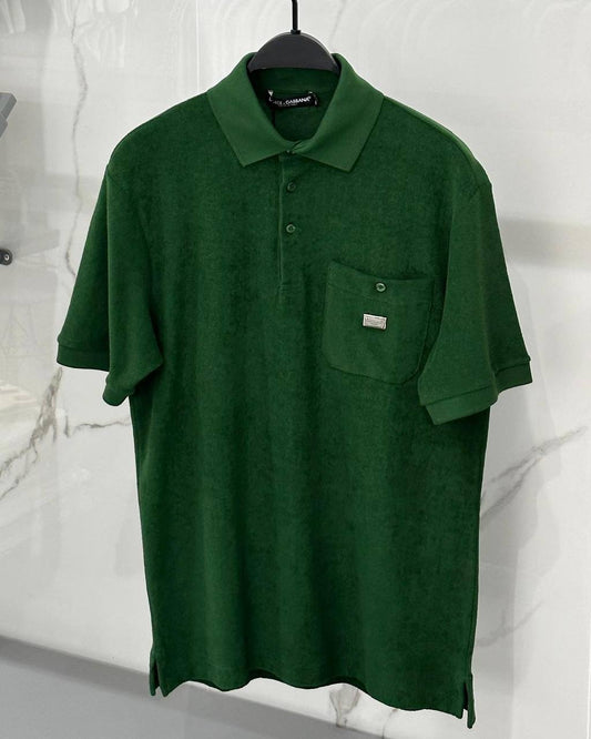 Dolce&Gabbana Terry Polo Green Tshirt For Men