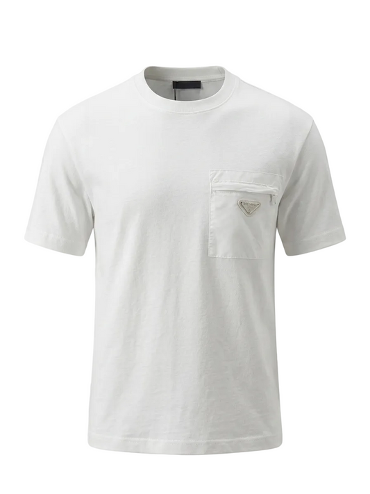 Nylon Pocket White Tshirt For Men