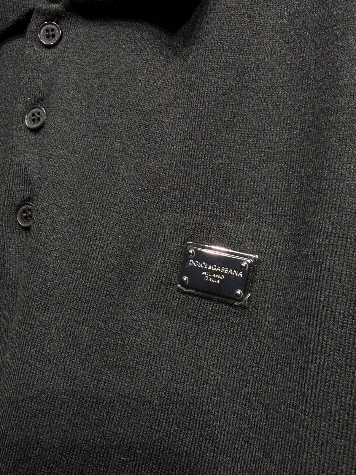 D&G Black Knitted Polo For Men