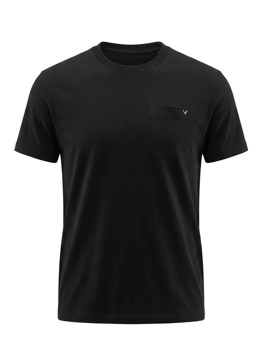 Valentino Black Tshirt With Vgold For Men