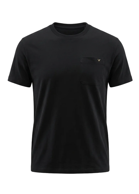 Valentino Black Tshirt With Vgold For Men