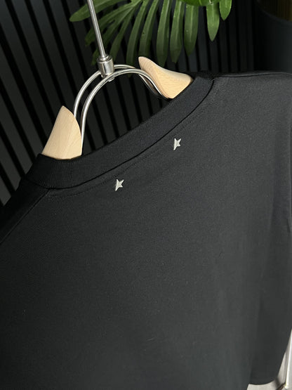 Golden Goose Logo Printed Black Tshirt For Men