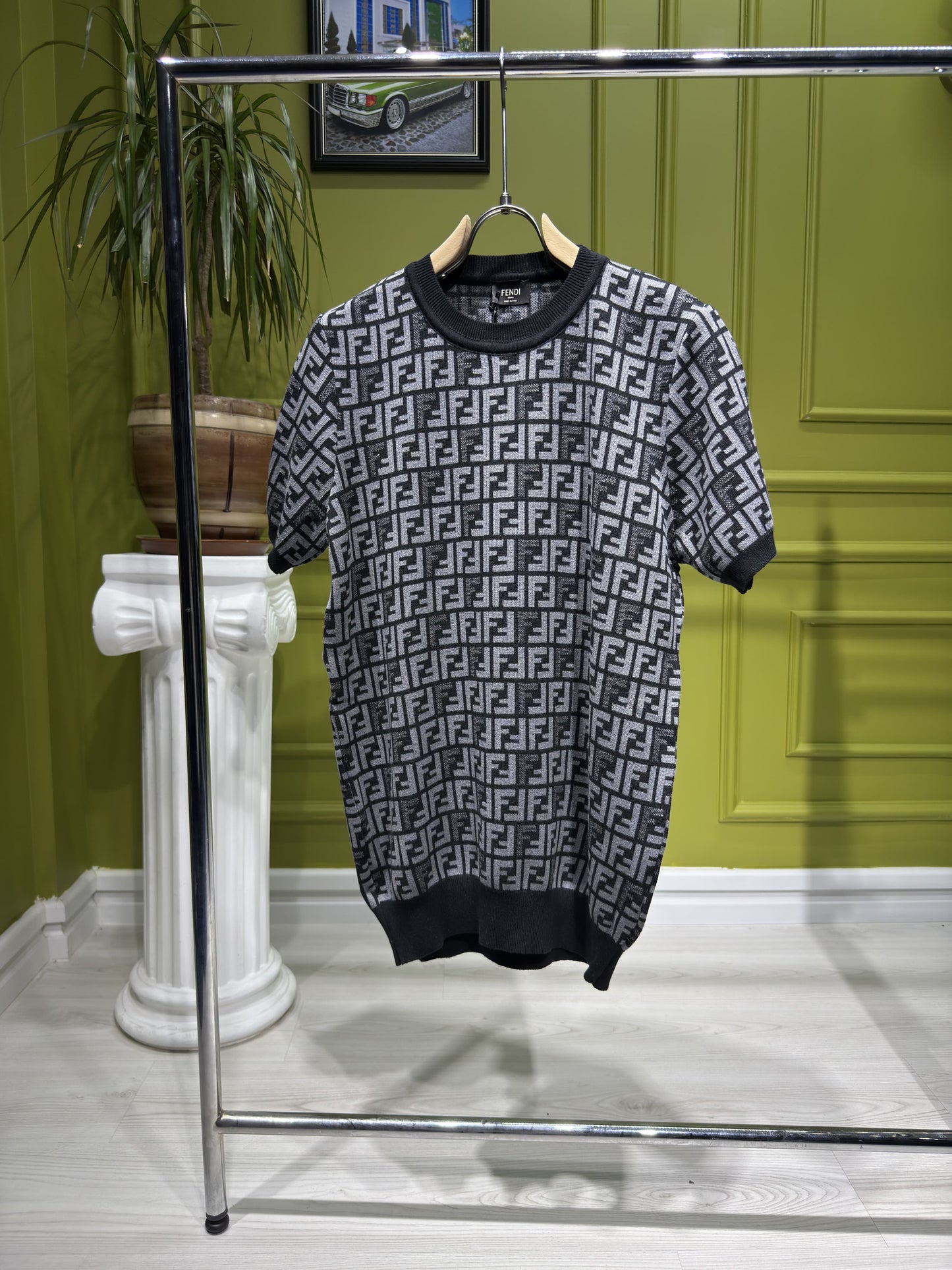 FF Black Knitted Tshirt For Men