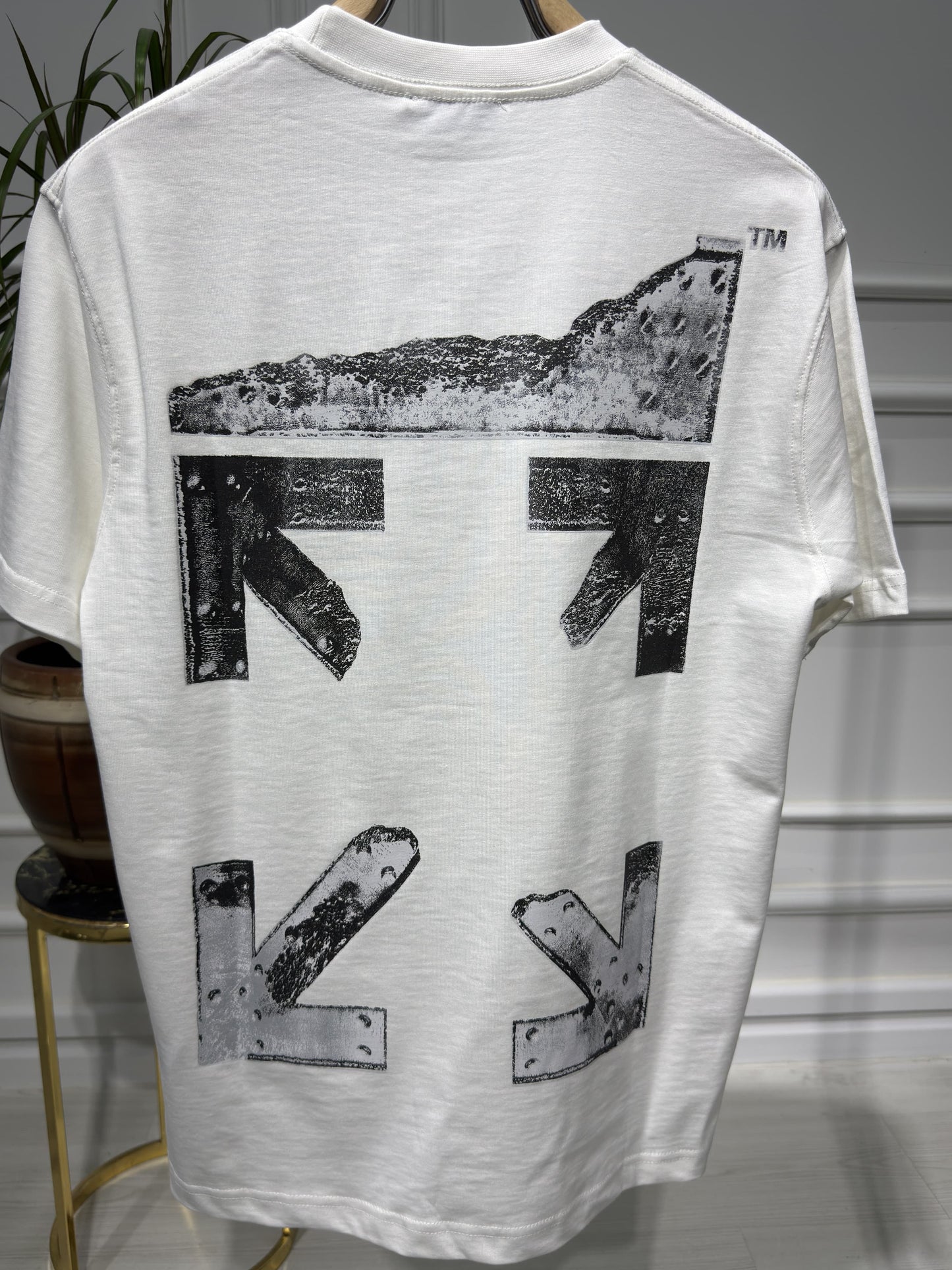 Metal Arrow printed Logo White Tshirt For Men