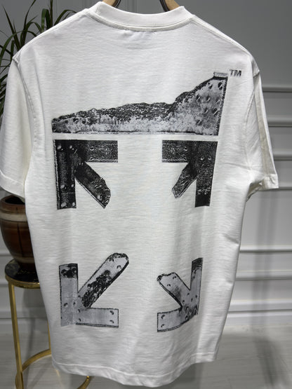 Metal Arrow printed Logo White Tshirt For Men