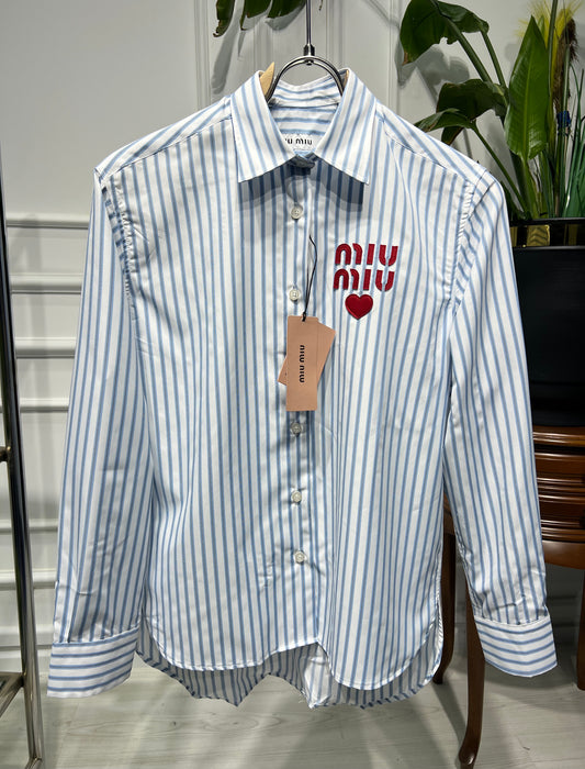Miumiu white/blue striped shirt for women