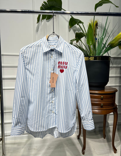 Miumiu white/blue striped shirt for women