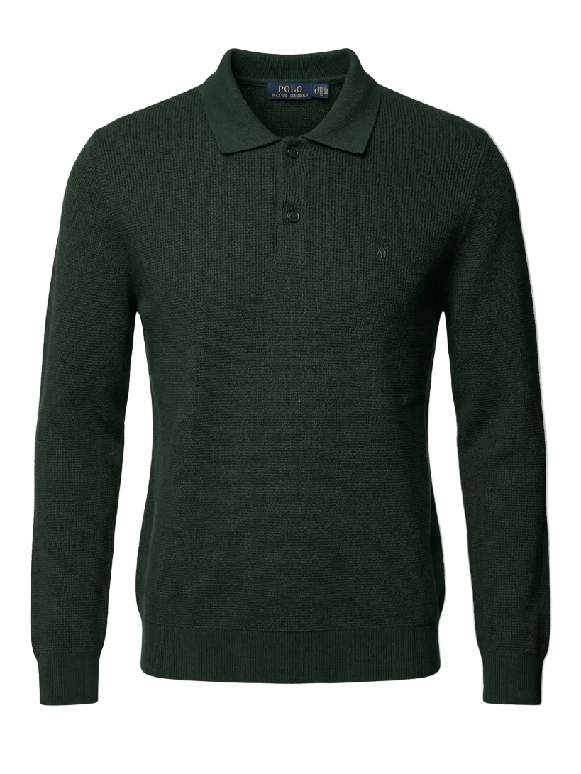 Ralph Lauren Dark Green Knitted Polo For Men