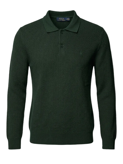 Ralph Lauren Dark Green Knitted Polo For Men