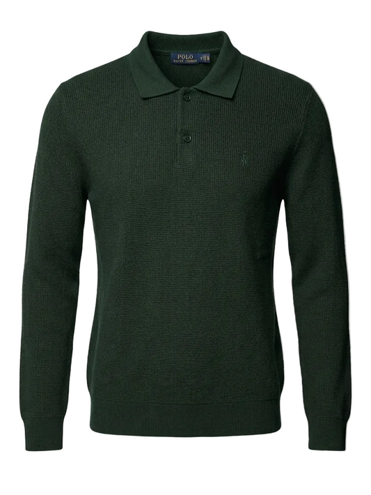 Ralph Lauren Dark Green Knitted Polo For Men
