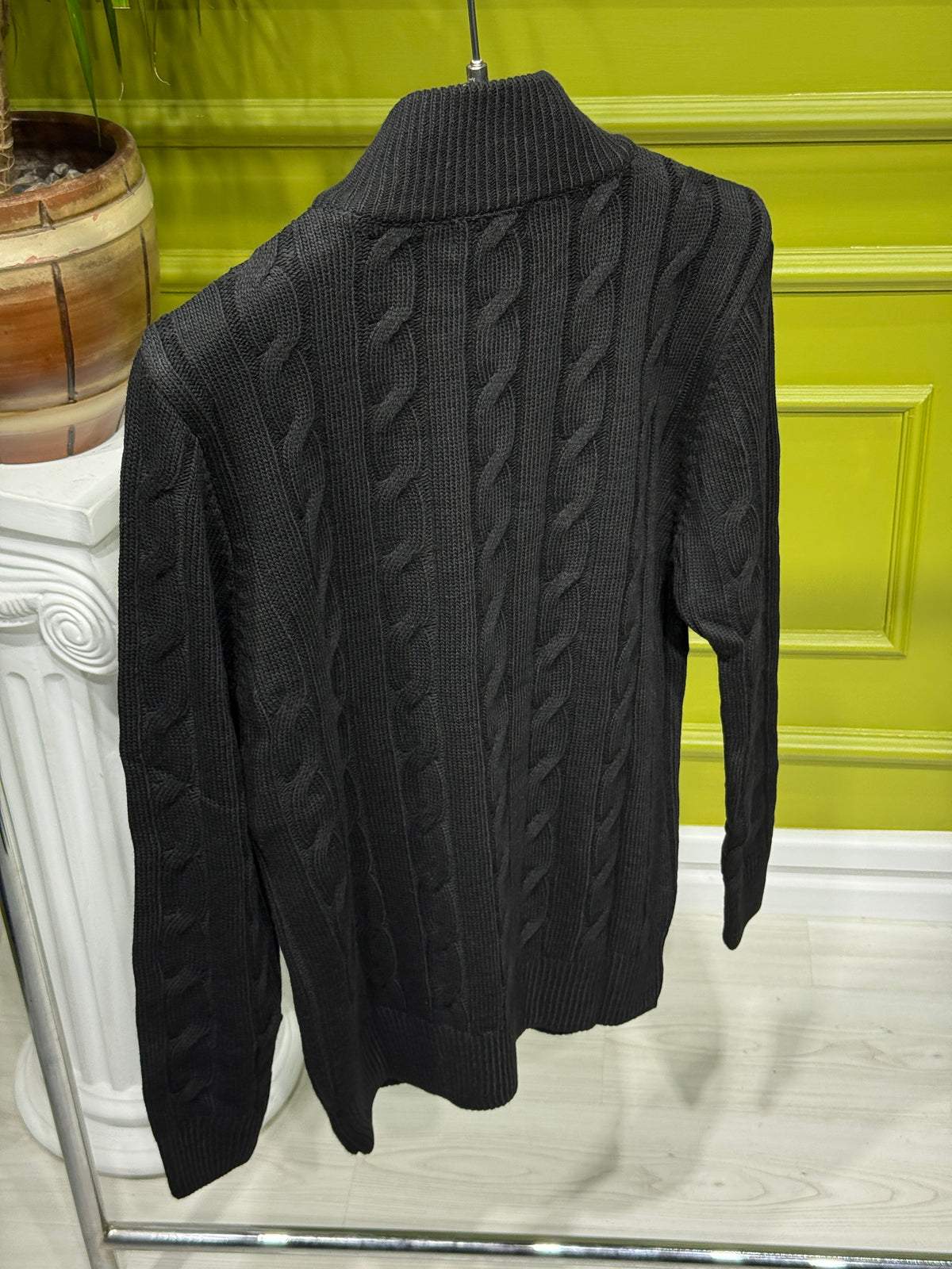 Polo Ralph Lauren Black Cable-Knit Quarter-Zip For Men