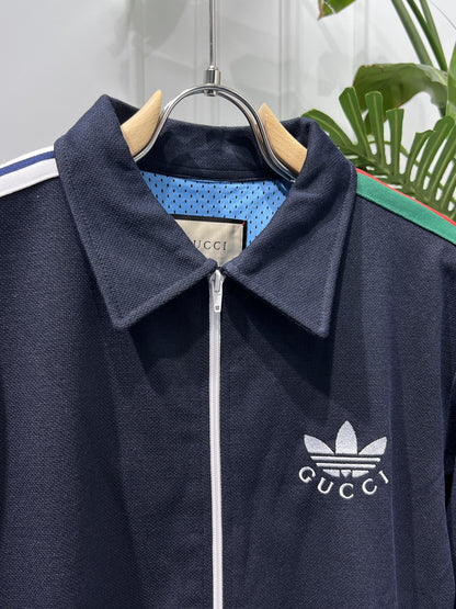 Gucci × Adidas Zip Jacket Navy Blue For Men