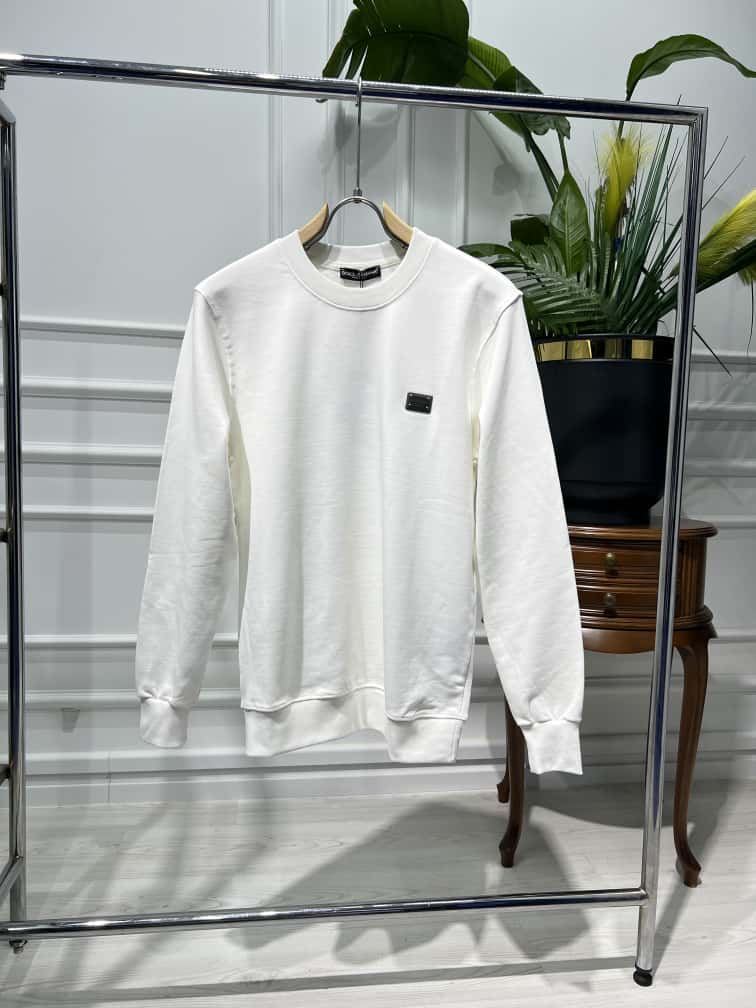 Dolce&gabbana Metal Logo White Sweatshirt For Men