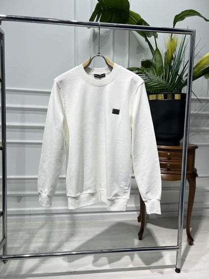 Dolce&gabbana Metal Logo White Sweatshirt For Men