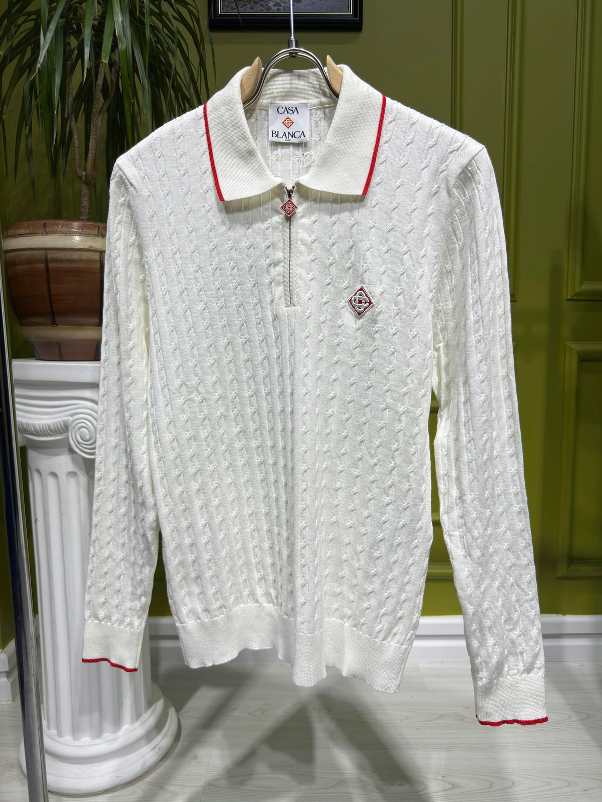 Casablanca White cable-knit polo for Men
