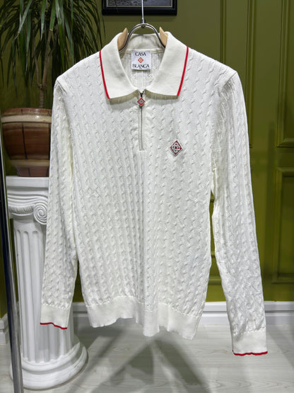 Casablanca White cable-knit polo for Men