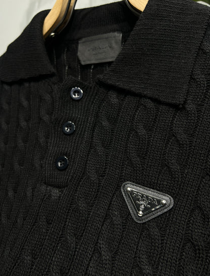 Prada Black Knitted Polo for Men
