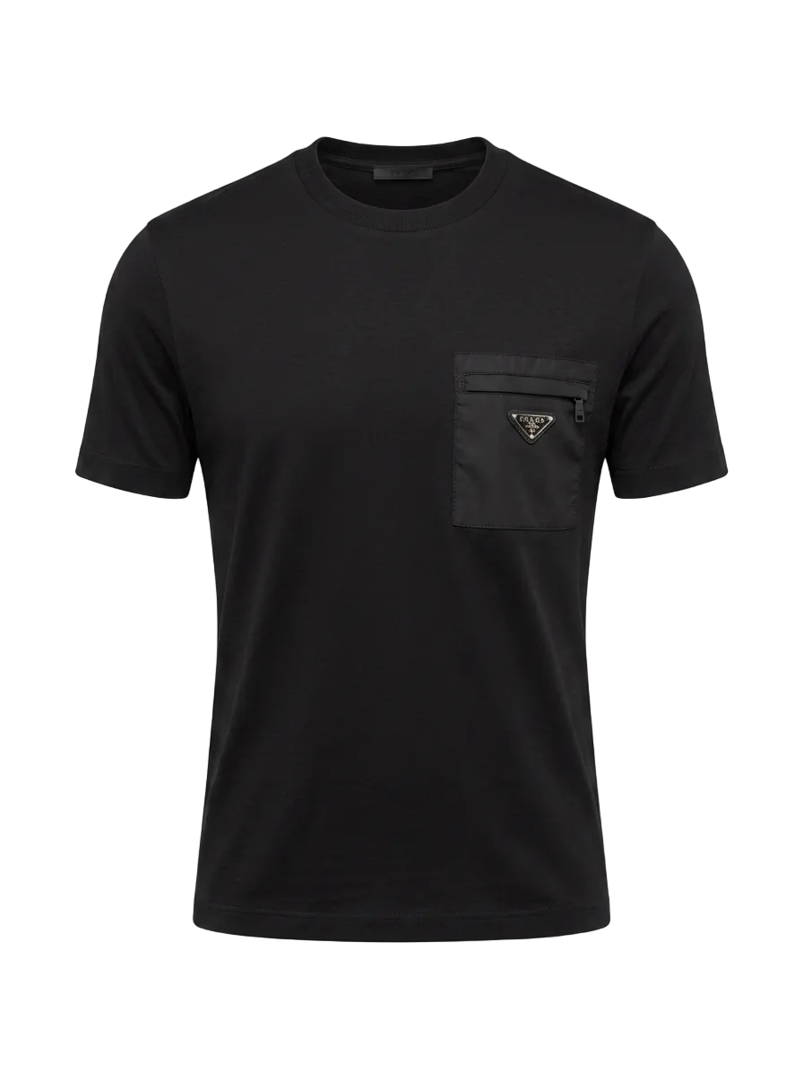 Nylon Pocket Black Tshirt For Men
