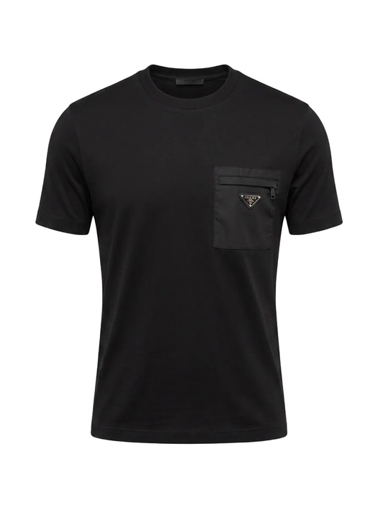 Nylon Pocket Black Tshirt For Men