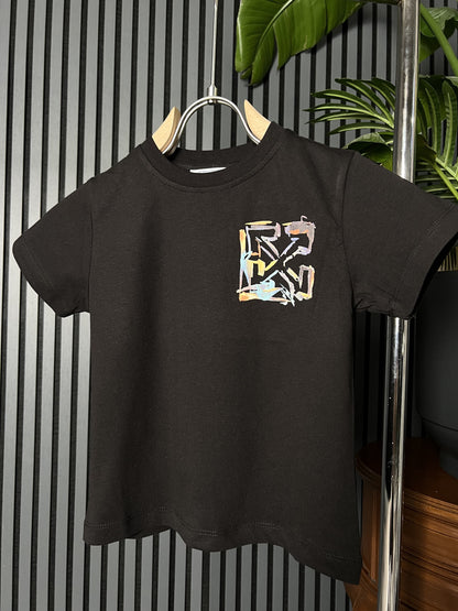 Offwhite Black Tshirt For Kids