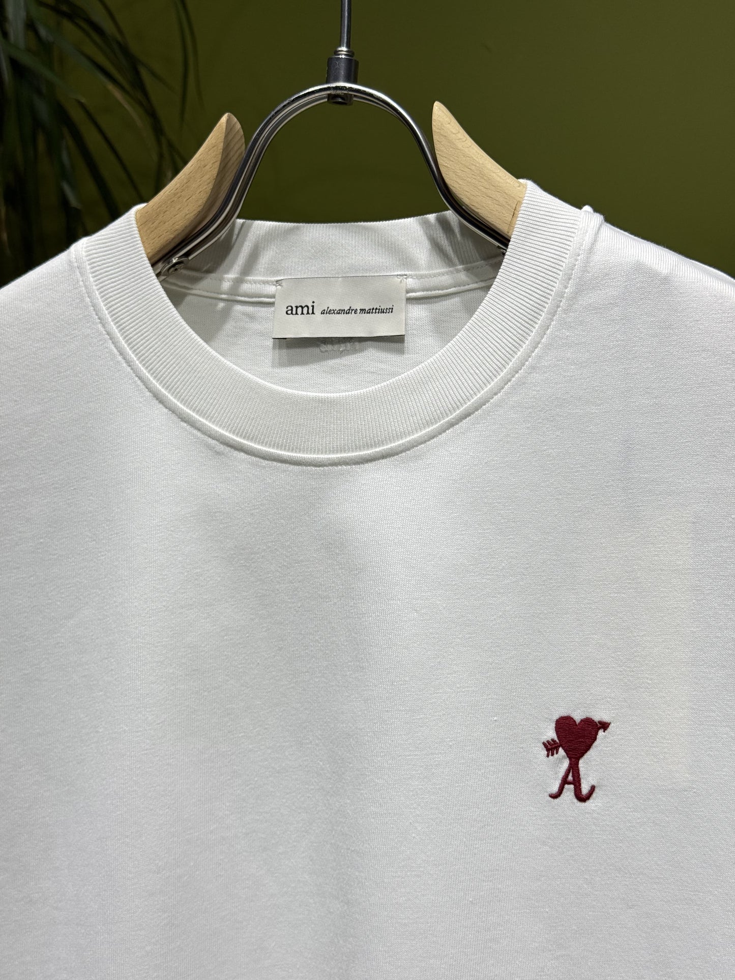 Ami Paris Embroidered Logo White Tshirt For Men