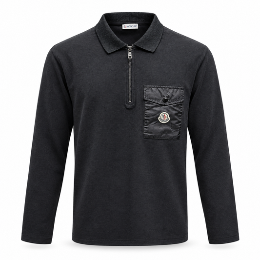 Moncler Half-zip Black Polo for Men