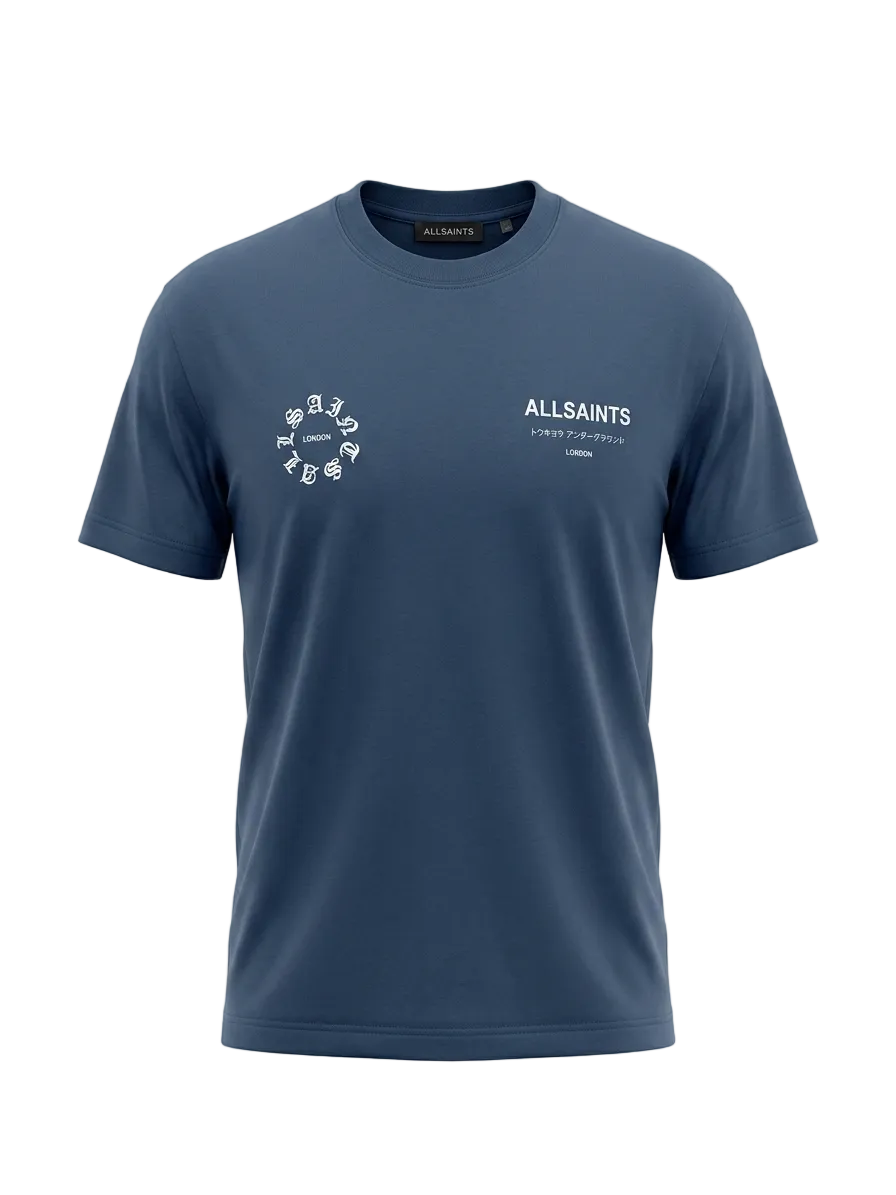 Allsaints Kindred Navy Tshirt For Men
