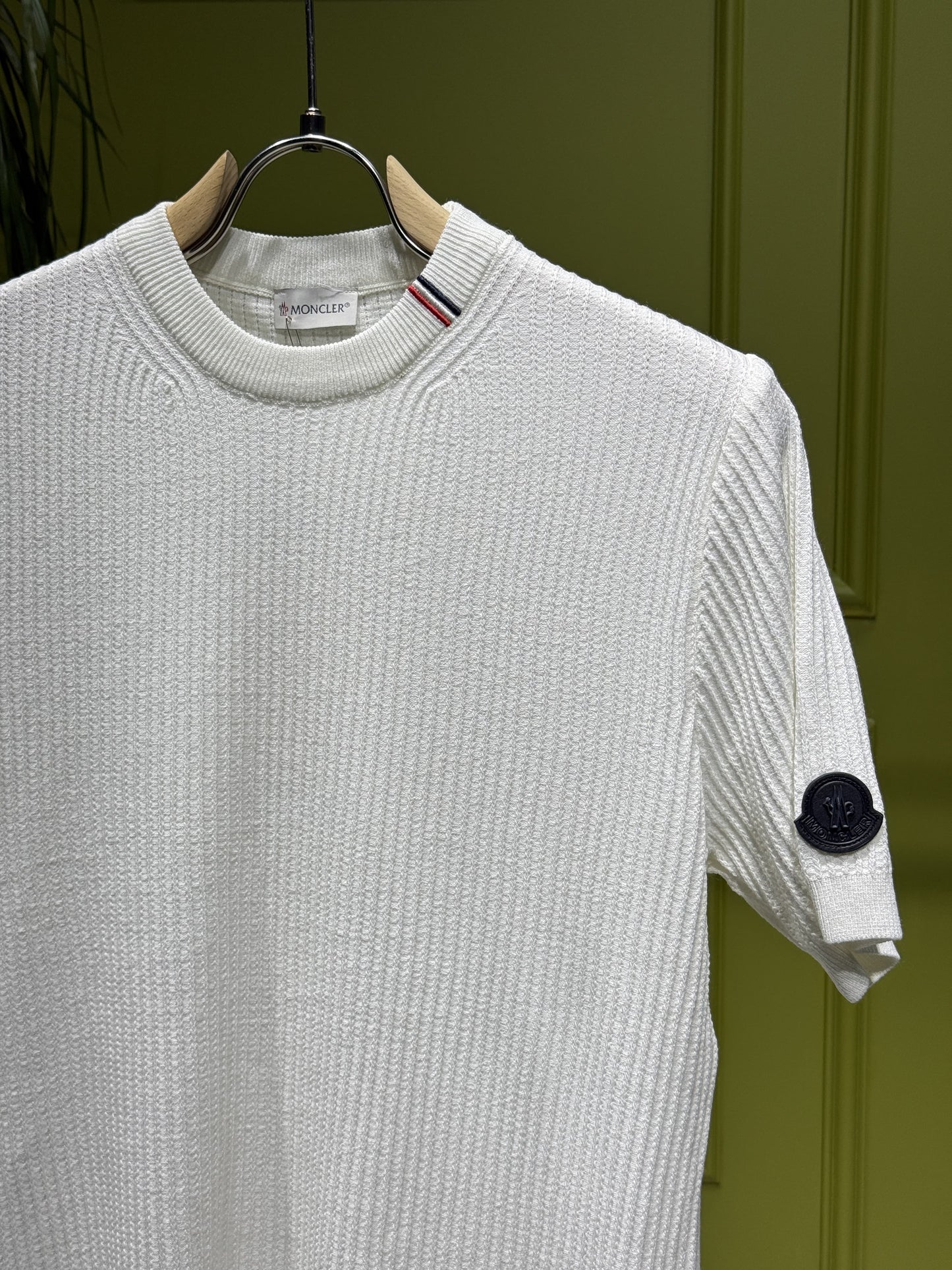Moncler Offwhite Knitted Tshirt For Men