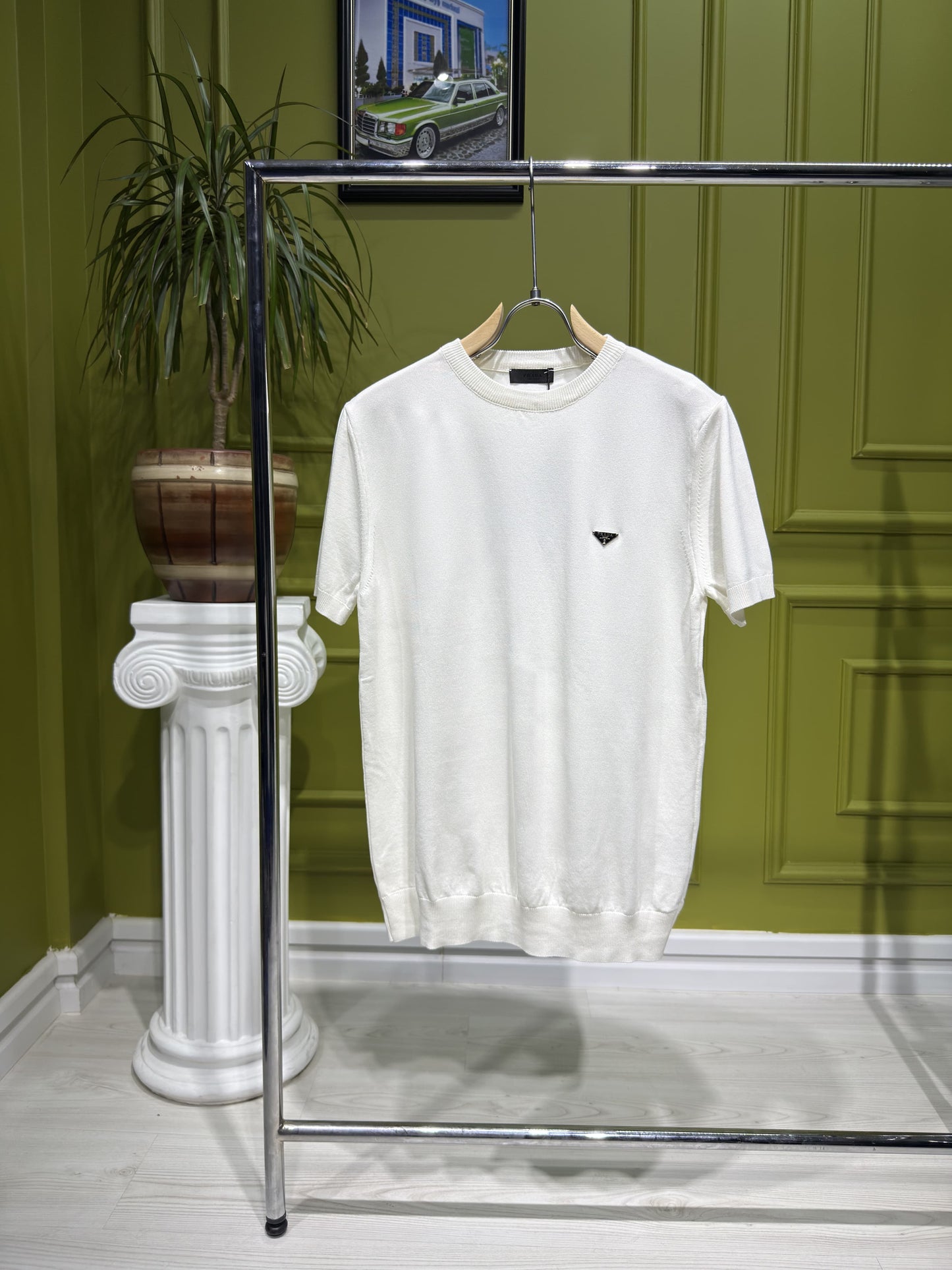 Prada White Knitted Tshirt For Men