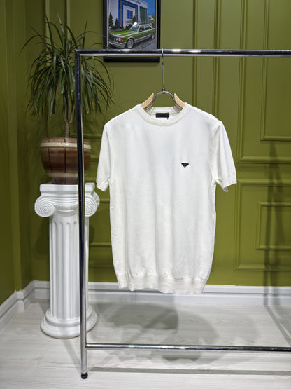 Prada White Knitted Tshirt For Men