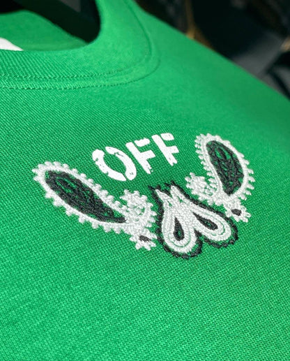 OFF Embroidered Logo Green Oversized Tshirt For Men