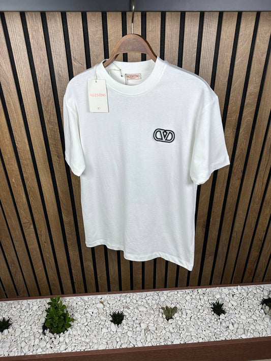 Valentino Embroidered Logo White Tshirt For Men