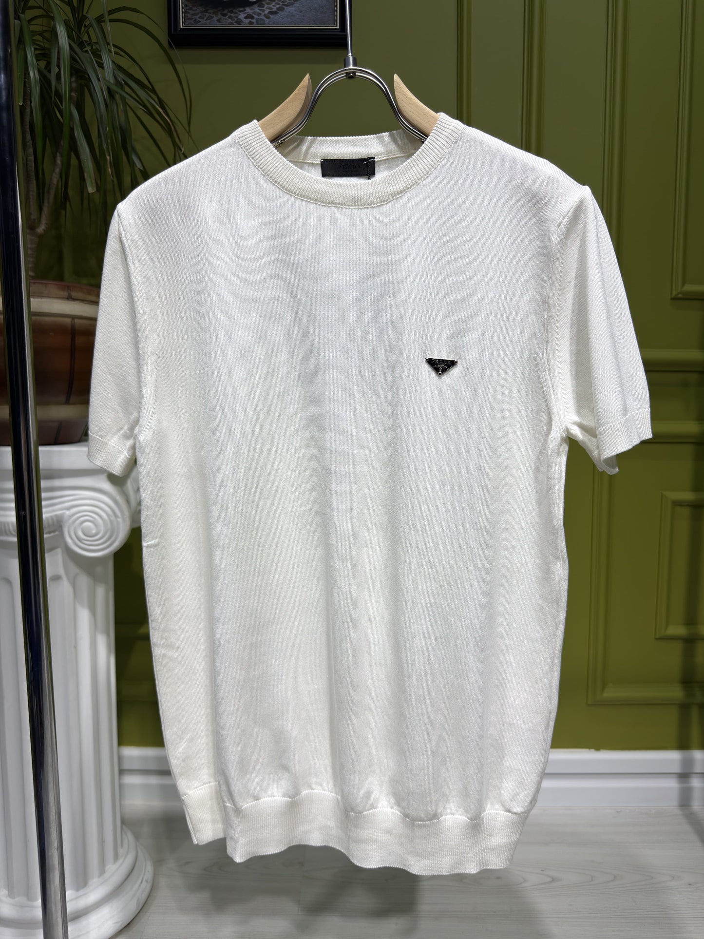 Prada White Knitted Tshirt For Men