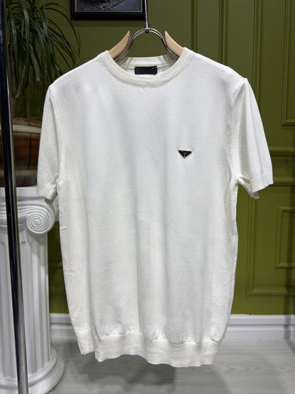 Prada White Knitted Tshirt For Men