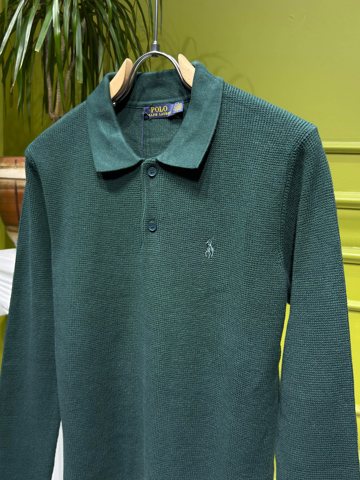 Ralph Lauren Dark Green Knitted Polo For Men