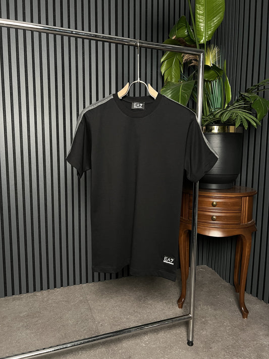EA7 Shoulder Logo Black Tshirt For Men
