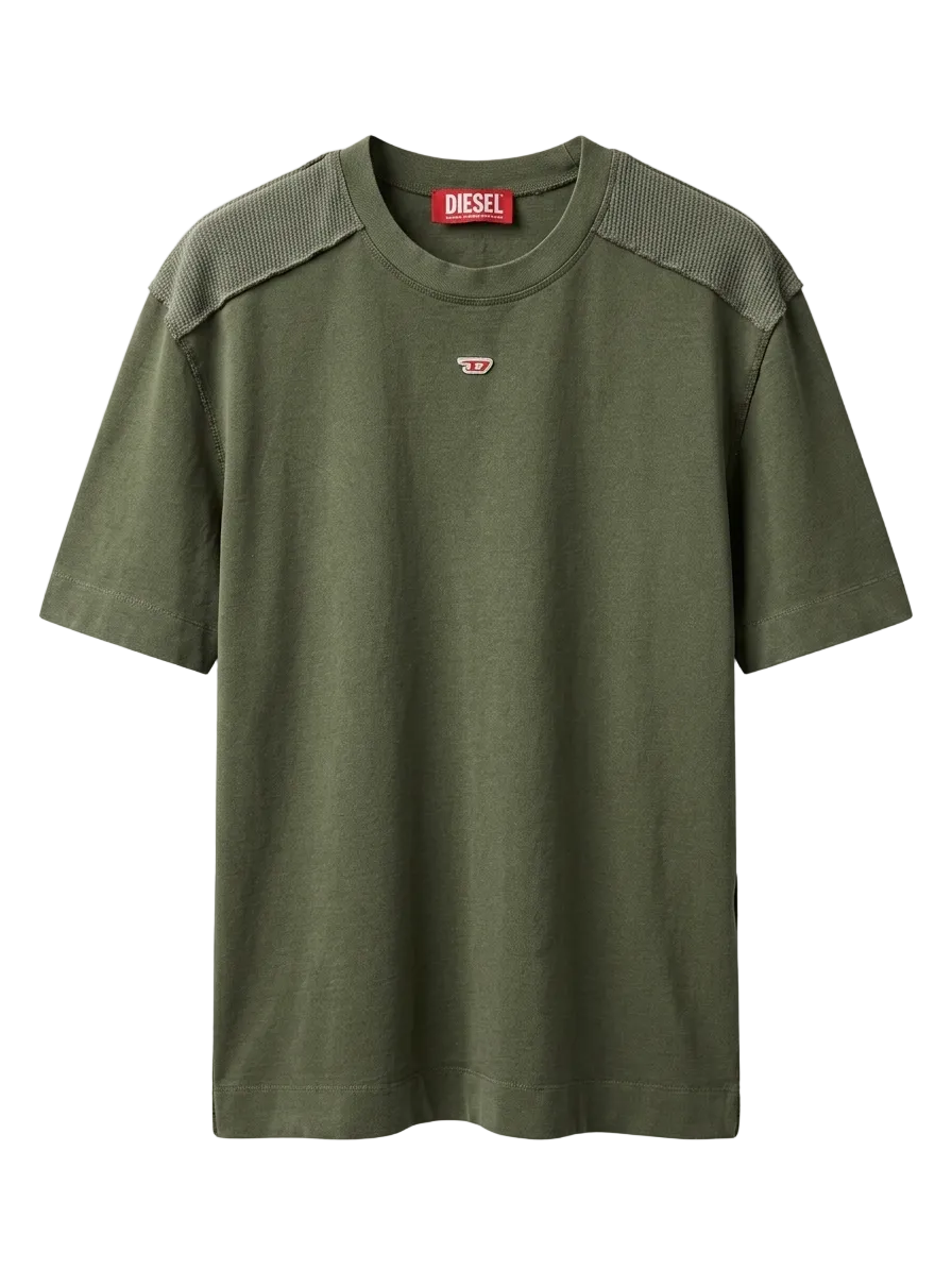 Diesel Embroidered Logo Dark Green Tshirt For Men