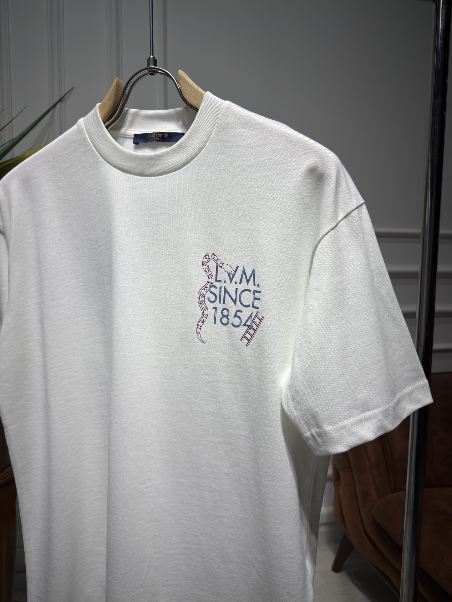 LV Logo Printed White Tshirt For Men
