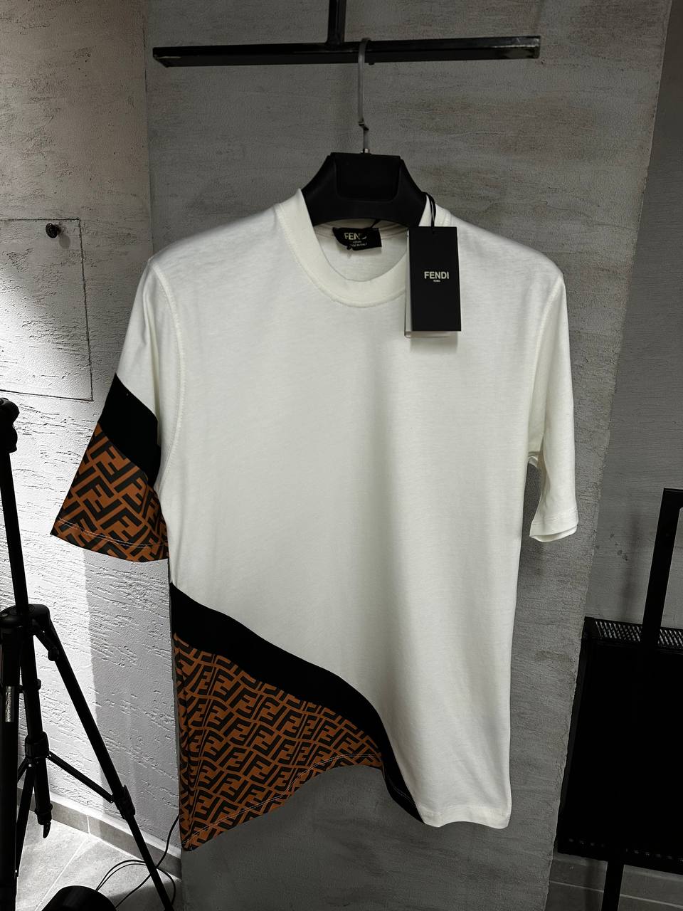 Fendi Diagonal Offwhite Tshirt For Men