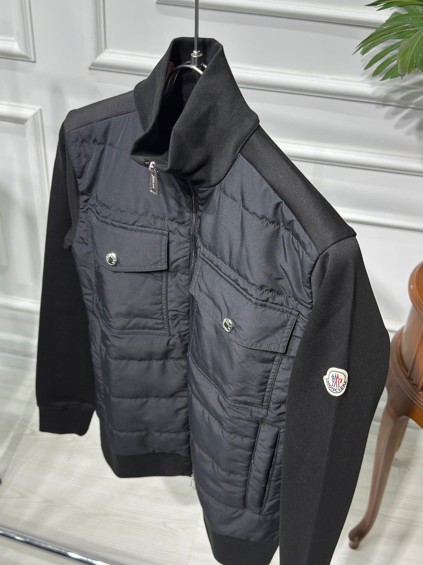 Moncler Panelled Black Jacket for Men