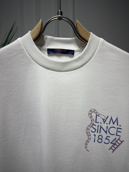LV Logo Printed White Tshirt For Men