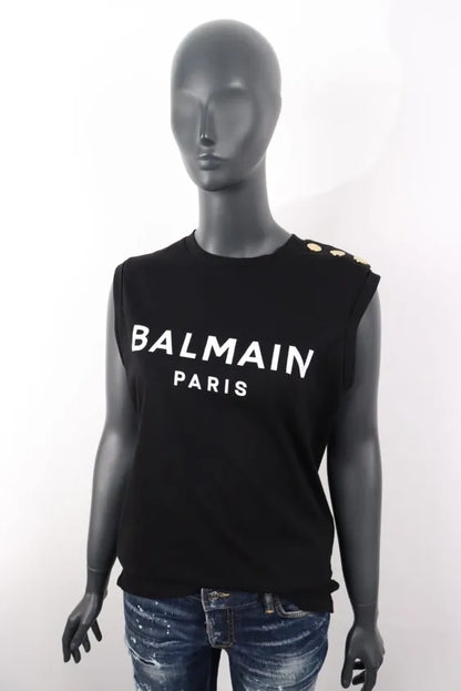 Balmain Sleeveless Tshirt Black For Women