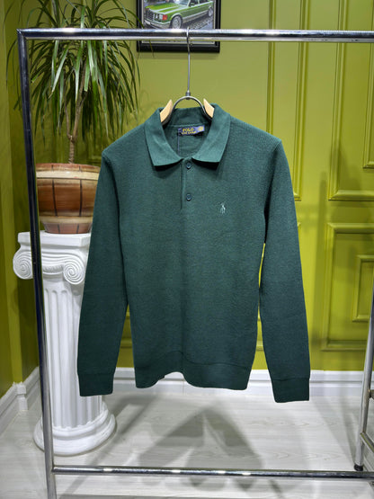 Ralph Lauren Dark Green Knitted Polo For Men