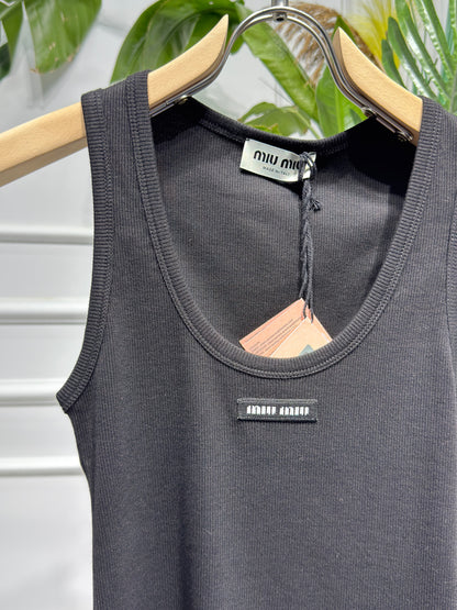 Logo-patch Black Tank Top For Women