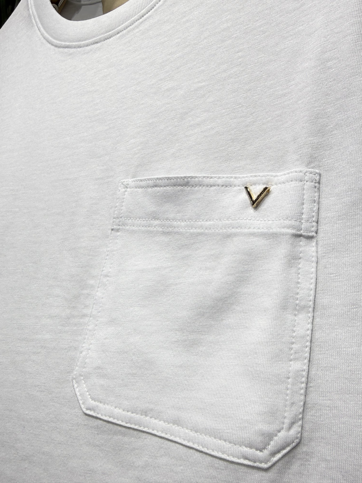 Valentino White Tshirt With Vgold For Men